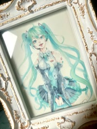 Image 2 of Hatsune Miku / Vocaloid Watercolor Art Print, from original traditional watercolour handpainted
