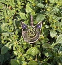 Image 2 of Amethyst Beaded Cat Head Pendant