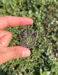 Image 1 of Amethyst Beaded Cat Head Pendant