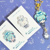 Image 1 of Cinnamiku Acrylic Pins + Chain Acrylic Keychain
