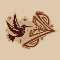 HUMMINGBIRD Decals - Pack of two - Burgundy/Beige