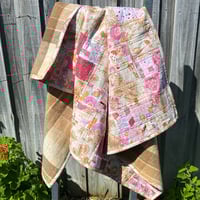Image 1 of Blush and Bark Handmade Quilt Upcycled Vintage Fabrics & Wool Blanket