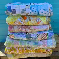 Image 5 of Blush and Bark Handmade Quilt Upcycled Vintage Fabrics & Wool Blanket