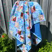 Image 1 of Rosy Apple Handmade Quilt Upcycled Vintage Fabrics & Wool Blanket