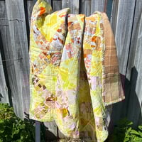 Image 1 of Sunlit Harvest Handmade Quilt Upcycled Vintage Fabrics & Wool Blanket