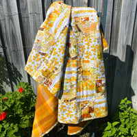 Image 1 of Amber Stitches Handmade Quilt Upcycled Vintage Fabrics & Wool Blanket