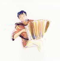 Image 1 of Aquarelle originale "Accordeoniste"