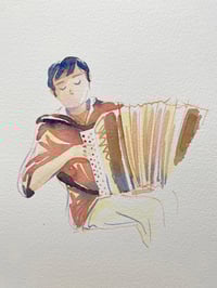 Image 4 of Aquarelle originale "Accordeoniste"