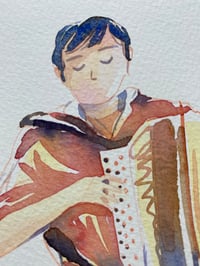 Image 5 of Aquarelle originale "Accordeoniste"