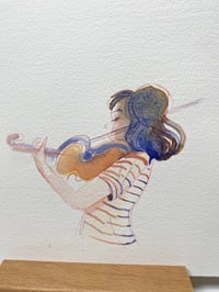 Image 3 of Aquarelle originale "La violoniste"