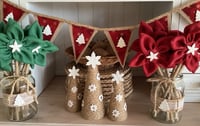 Image 1 of #23 Red and Gold Rustic Christmas Bunting - 10 Flags