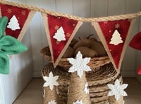 Image 2 of #23 Red and Gold Rustic Christmas Bunting - 10 Flags