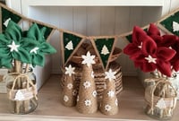 Image 1 of #21 Green and Gold  Rustic Christmas Bunting - 10 Flags
