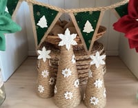 Image 2 of #21 Green and Gold  Rustic Christmas Bunting - 10 Flags