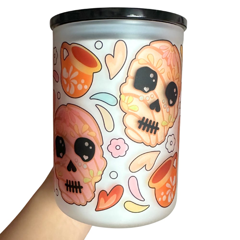 Image of Day Of The Dead Conchas 17oz Frosted Glass Mug💀💖