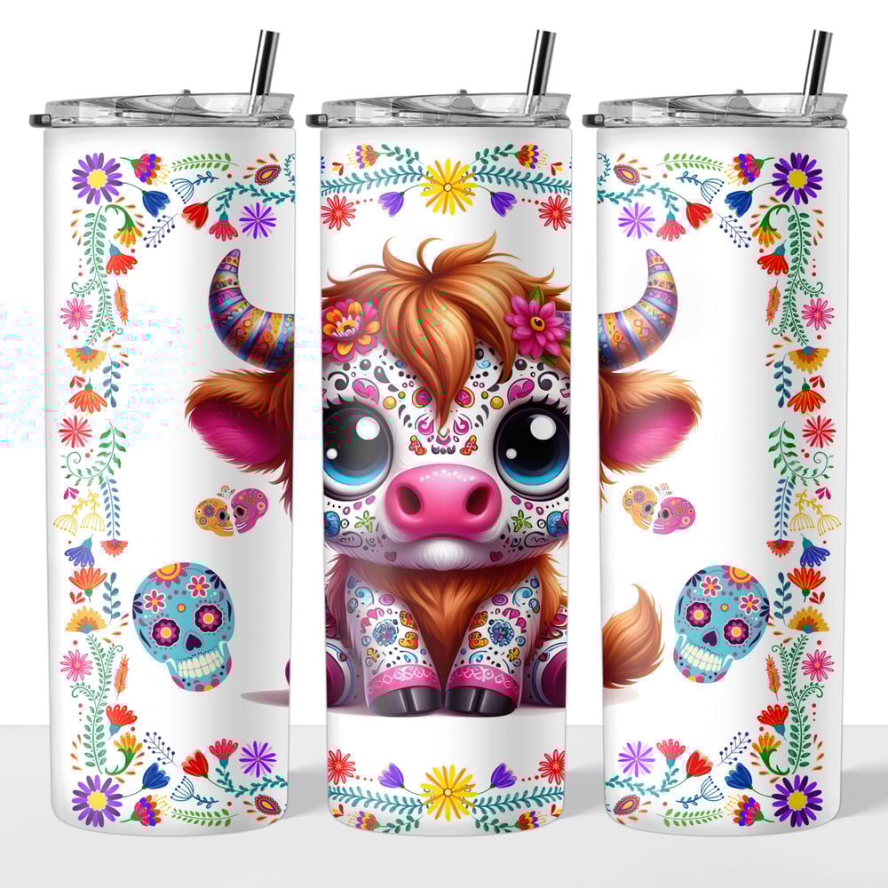 Image of Day Of The Dead Cow 20oz Tumbler🐮🖤