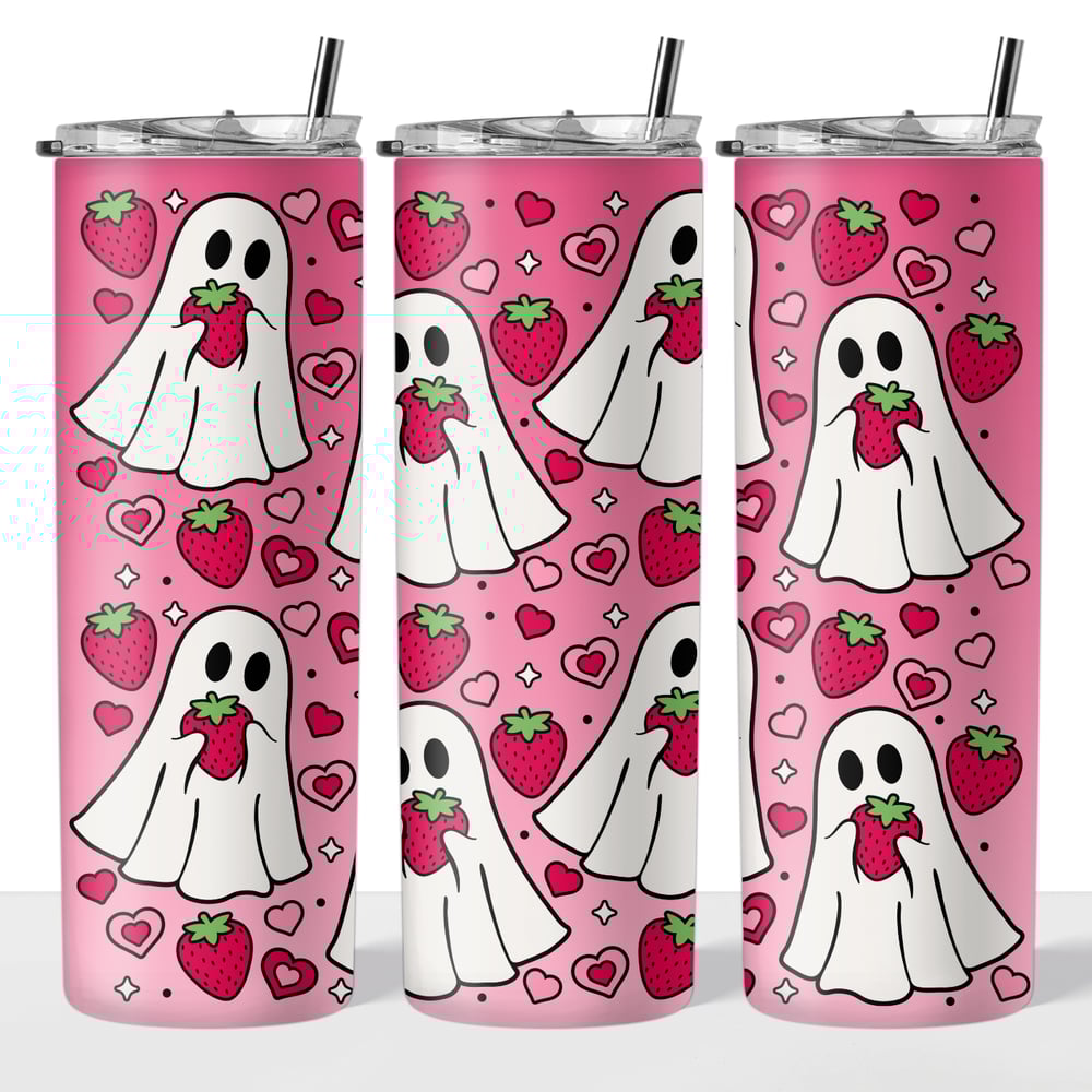 Image of Strawberry Ghosts 20oz Tumbler👻🍓