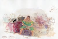 Image 1 of Tirage d'art "Tressage Marché de Papeete"