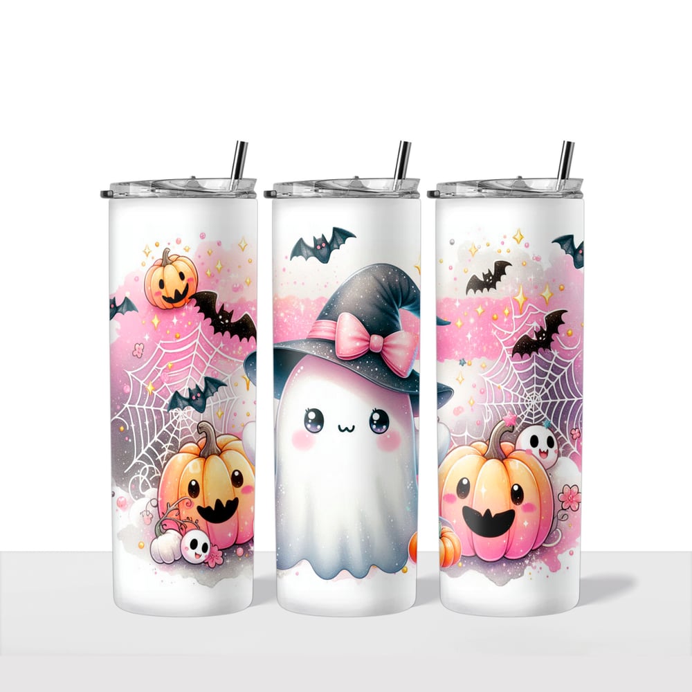 Image of Pink Halloween 16oz Kids Tumbler👻🎀