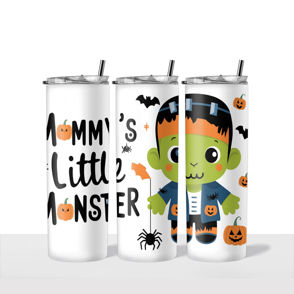 Image of Mommy's Little Monster 16oz Kids Tumbler🎃💚