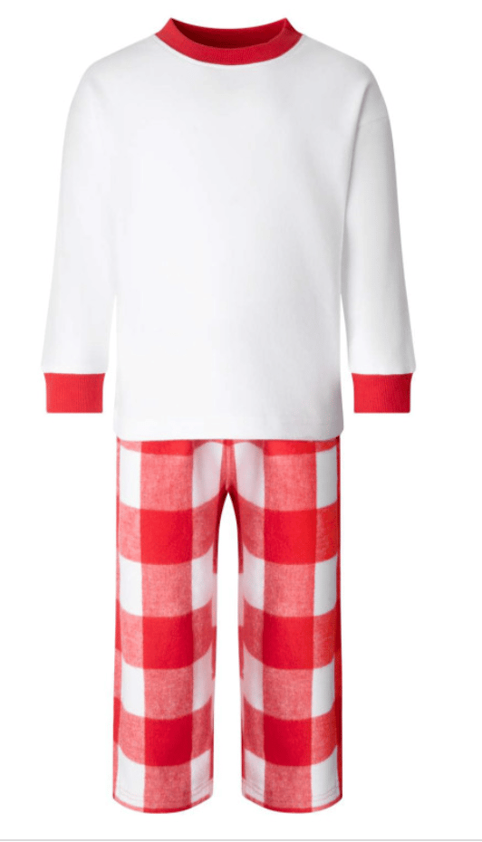 Image of BIG FITTING/SIZE DOWN Wreath Of Mischief - Red checked pjs 