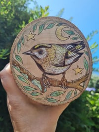 Image 1 of Goldcrest - original pyrography work