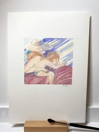 Image 2 of Aquarelle originale "Sieste d'été"