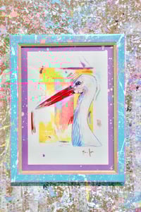 White stork- Framed A5 print  Cigogne blanche- Print encadrée A5