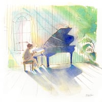 Image 1 of Aquarelle originale "La pianiste"