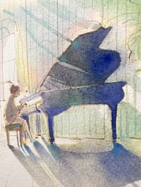 Image 3 of Aquarelle originale "La pianiste"