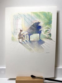 Image 2 of Aquarelle originale "La pianiste"