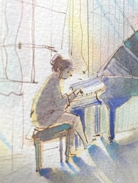 Image 4 of Aquarelle originale "La pianiste"
