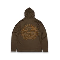 Image 2 of SCRIPT ISLAND SUPER LOGO HOODED RASH GUARD - BRN