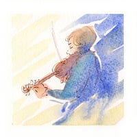 Image 1 of Aquarelle originale "Le violoniste"