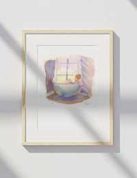 Image 5 of Aquarelle originale "Lecture du soir"