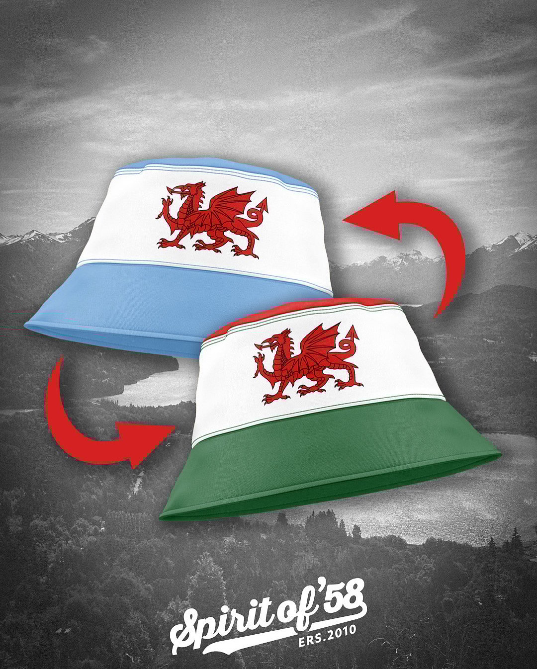 Image of Cymru x Y Wladfa Reversible Bucket Hat (Pre-Order) 