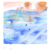 Image 1 of Aquarelle originale "Baignade d'été"