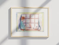 Image 3 of Aquarelle originale "Dévoreuse de livres"