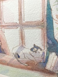 Image 4 of Aquarelle originale "Dévoreuse de livres"