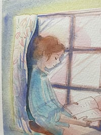 Image 5 of Aquarelle originale "Dévoreuse de livres"