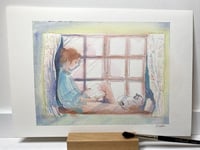 Image 2 of Aquarelle originale "Dévoreuse de livres"