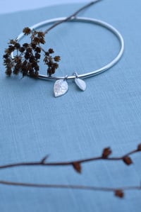 Image 3 of Double-Leaf Silver Bangle Bracelet – Fold Collection