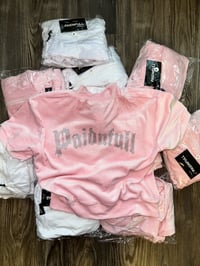 Girl pink velvet rhinestone zip up top 
