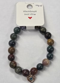 Image 1 of Earthbound Guardian: Jasper & Evil Eye Heart Bracelet