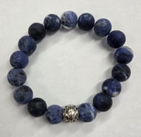 Matte Sodalite Bracelet (with silver tone bead)