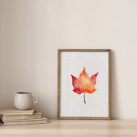 Image 1 of Maple Leaf Watercolor Painting Fine Art Print