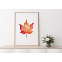 Image 7 of Maple Leaf Watercolor Painting Fine Art Print