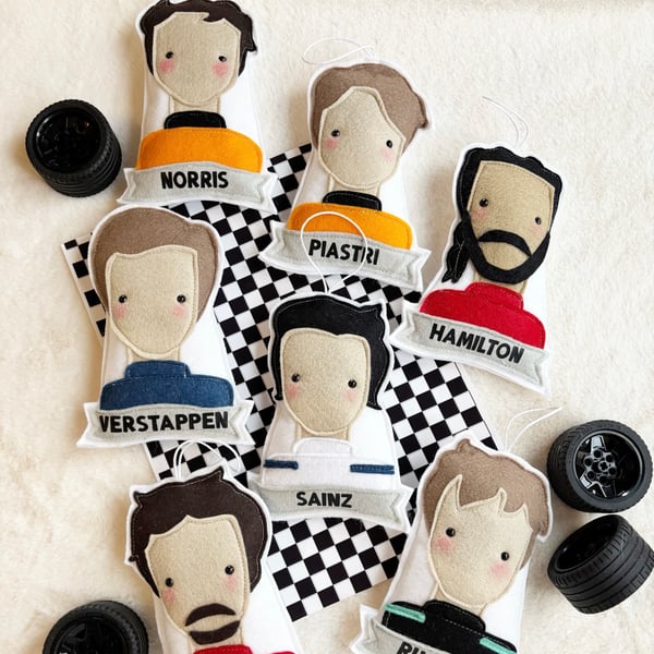 Image of Handmade Felt F1 Driver Decorations