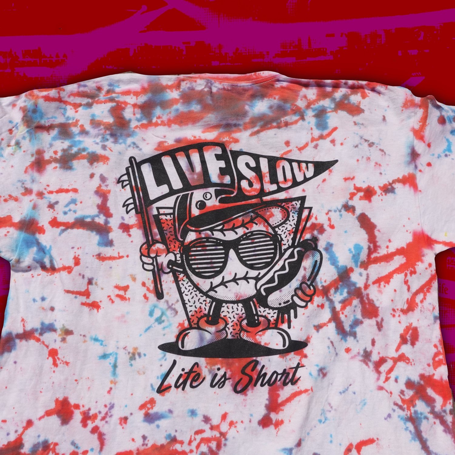 Image of Pouzza x Broke & Stoked Tie-Dye T-Shirt ( ONE OF A KIND ) LARGE