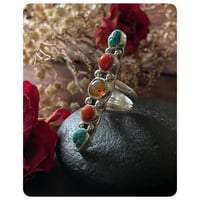 Image 1 of SALE - The Ishtar Ring - US Turquoise Coral and Cantera Opal Sterling Silver Ring